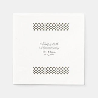 SILVER dots glitter happy 20th anniversary wedding Napkin