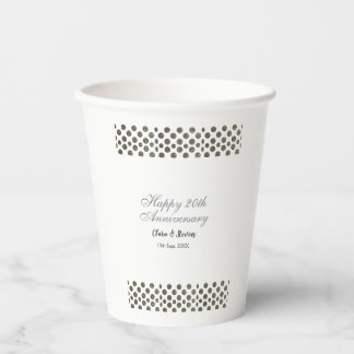 SILVER dots glitter happy 20th anniversary wedding Paper Cups