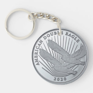 SILVER DOUBLE EAGLE COIN KEY RING