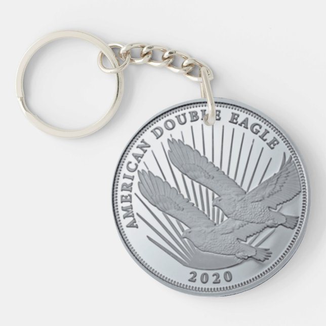 SILVER DOUBLE EAGLE COIN KEY RING (Front)