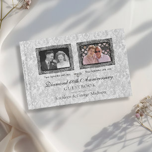 Silver Double Photo Diamond Anniversary Guest Book