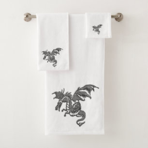 Silver Dragon Bath Towel Set