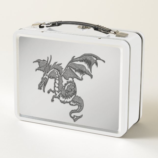 Silver Dragon Metal Lunch Box (Back)