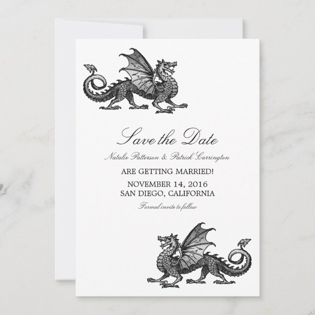 Silver Dragon Save the Date Invite (Front)