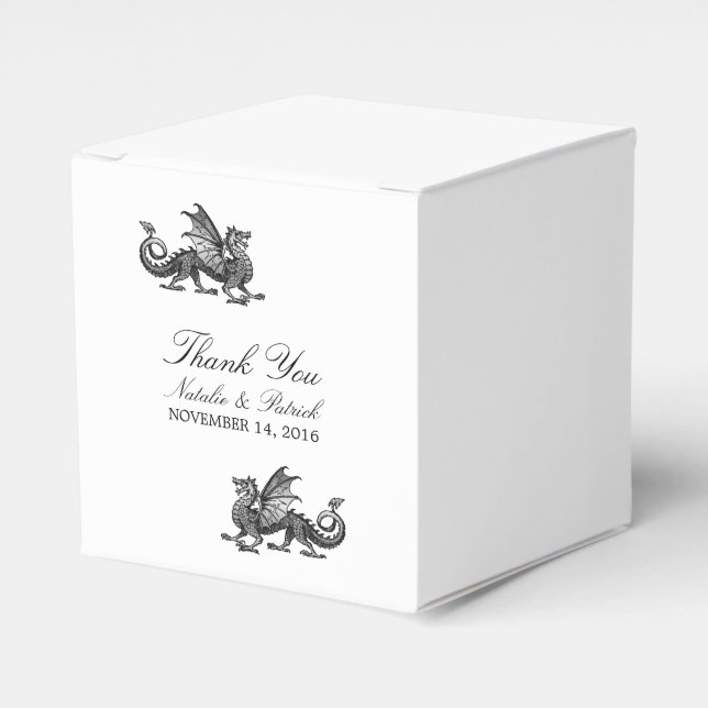 Silver Dragon Wedding Favour Boxes (Front Side)