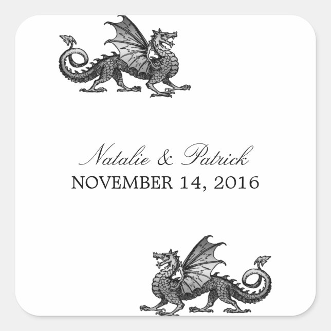 Silver Dragon Wedding Stickers (Front)