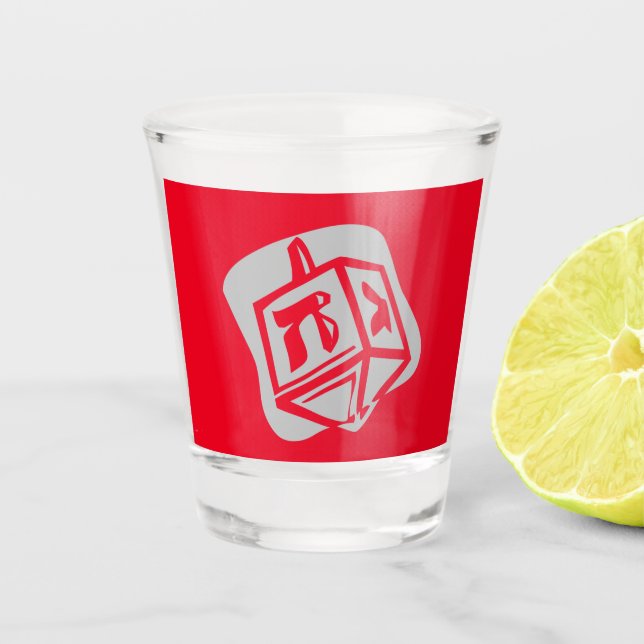 Silver Dreidel Shot Glass (Front)