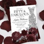 Silver Dress Burgundy Roses 50th Birthday Party  Invitation<br><div class="desc">Silver Dress Burgundy Roses 50th Birthday Party Invitation

See matching collection in Niche and Nest Store

Many thanks</div>