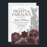 Silver Dress Burgundy Roses 80th Birthday Party Invitation<br><div class="desc">Silver Dress Burgundy Roses 80th Birthday Party Invitation

See matching collection in Niche and Nest Store

Many thanks</div>