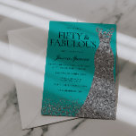 Silver Dress Elegance 50 & Fabulous! 50th Birthday Invitation<br><div class="desc">Silver Dress Elegance 50 & Fabulous! 50th Birthday Invitations
Variations to the invitation and matching items in our store</div>