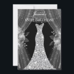 Silver Dress Girls 17th 18th 19th Birthday Party Invitation<br><div class="desc">Silver Curtains Dress Womans 18th Birthday Party Invitation

Variations to the invitation and matching items in our store</div>