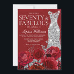 Silver Dress Gown Red Floral 70th Birthday Party Invitation<br><div class="desc">Silver Dress Gown Red Floral 70th Birthday Party Invitation

See matching collection in Niche and Nest Store

Many thanks</div>