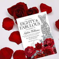 Silver Dress Gown Red Roses 80th Birthday Party