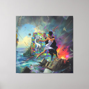 Silver Dress Priestess Occult Dark Witchy AI Art Canvas Print