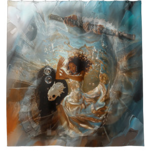 Silver Dress Priestess Occult Dark Witchy AI Art Shower Curtain
