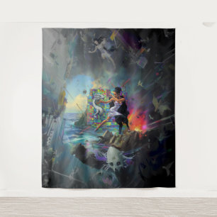 Silver Dress Priestess Occult Dark Witchy AI Art Tapestry