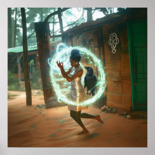 Silver Dress Priestess Witchy AI Art Matte Value Poster