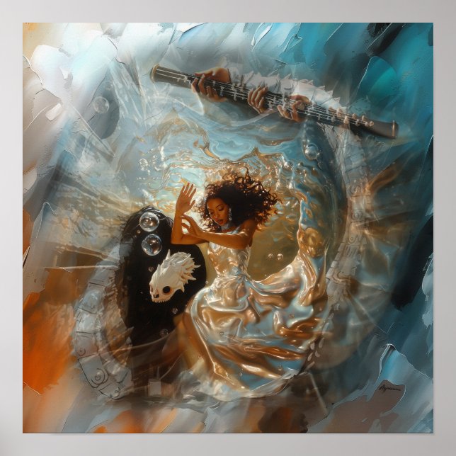 Silver Dress Priestess Witchy AI Art Matte Value Poster (Front)