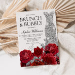 Silver Dress Red Rose Brunch Bubbly Bridal Shower  Invitation<br><div class="desc">Silver Dress Red Roses Brunch Bubbly Bridal Shower  Invitation

See matching collection in Niche and Nest Store

Many thanks</div>