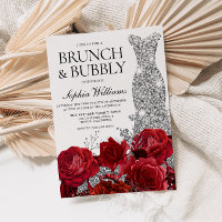 Silver Dress Red Rose Brunch Bubbly Bridal Shower