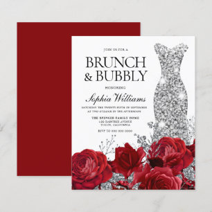 Silver Dress Roses Budget Bridal Shower Invitation