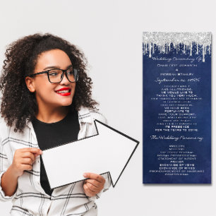  Silver Drips Event Wedding Program Formal Blue Programme