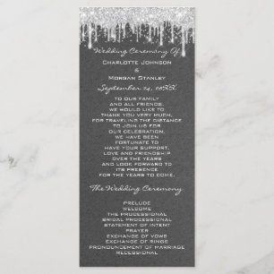  Silver Drips Event Wedding Program Formal Grey Programme