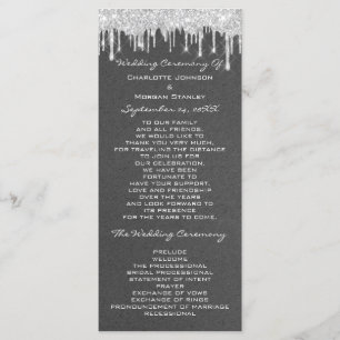  Silver Drips Event Wedding Program Formal Kraft Programme