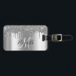 SIlver Drips Glitter Metal Monogram Luggage Tag<br><div class="desc">This design may be personalised in the area provided by changing the photo and/or text. Or it can be customised by clicking Personalise this Template and then choosing the click to customise further option and delete or change the colour of the background, add text, change the text colour or style,...</div>