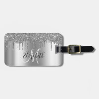 SIlver Drips Glitter Metal Monogram