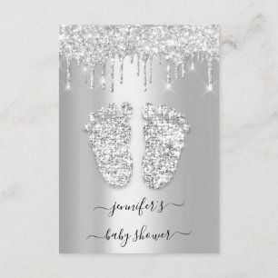 Silver Drips Grey Grey Baby Girl Shower Feet Invitation