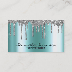 Silver Drips Metal Look Elegant Unique Custom Business Card
