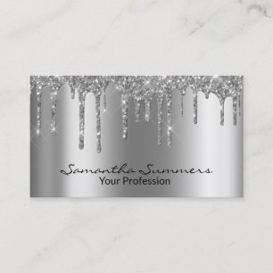 Silver Drips Metal Look Elegant Unique Custom Business Card