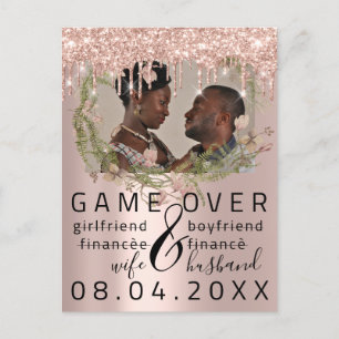 Silver DripsFunny Save The Date Florals Photo Postcard