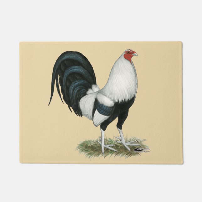 Silver Duckwing Gamecock Doormat (Front)