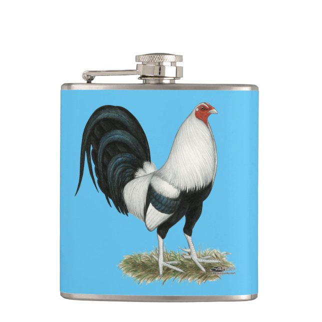 Silver Duckwing Gamecock Hip Flask (Front)