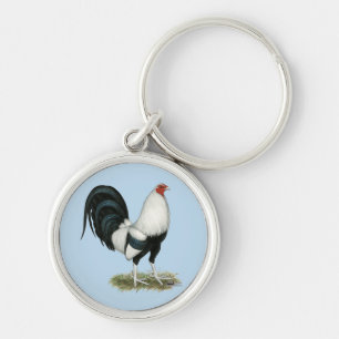 Silver Duckwing Gamecock Key Ring