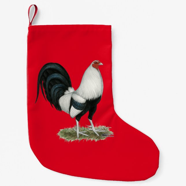 Silver Duckwing Gamecock Small Christmas Stocking (Front)