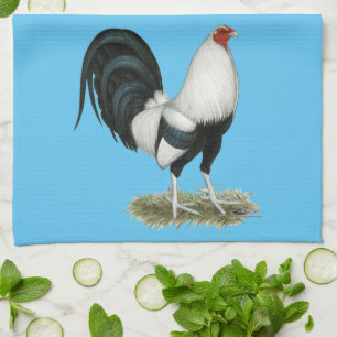 Silver Duckwing Gamecock Tea Towel