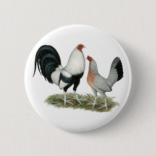 Silver Duckwing Gamefowl 6 Cm Round Badge