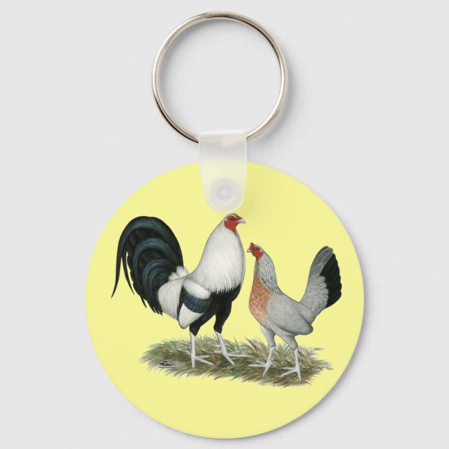 Silver Duckwing Gamefowl Key Ring (Front)