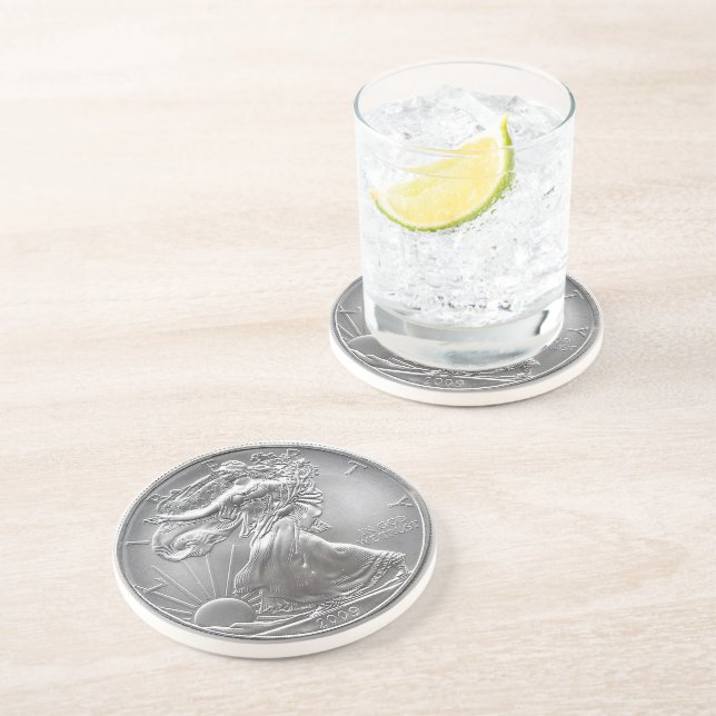 Silver Eagle Design Coaster (Side)