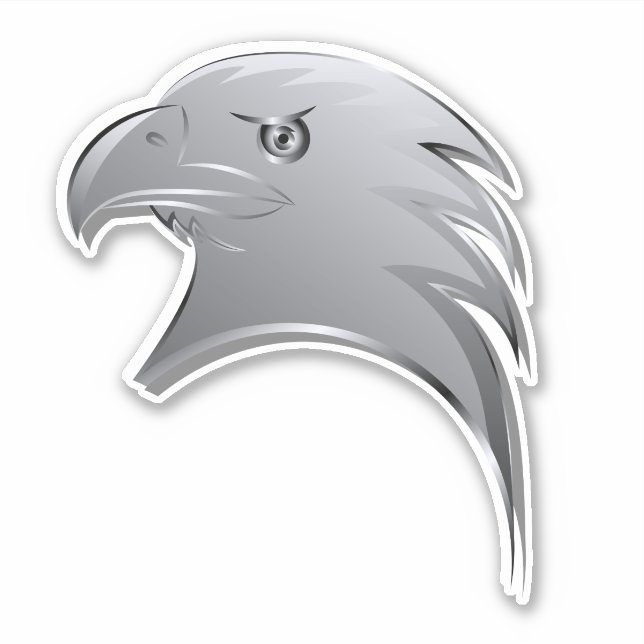 Silver Eagle Head - Contour Vinyl Sticker (Front)