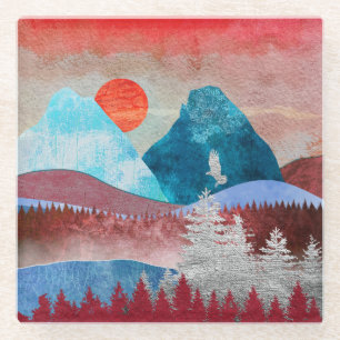 Silver Eagle Landscape Glass Coaster