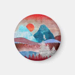 Silver Eagle Landscape Magnet