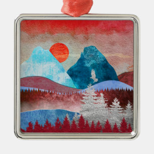 Silver Eagle Landscape Metal Tree Decoration