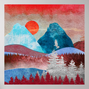 Silver Eagle Landscape Poster