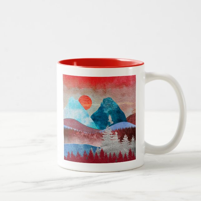 Silver Eagle Landscape Two-Tone Coffee Mug (Right)