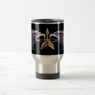 Silver Eagles with Gold Star Aluminum Travel Mug