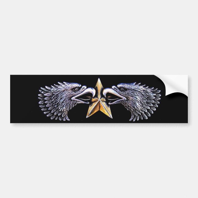 Silver Eagles with Gold Star Bumper Sticker (Front)